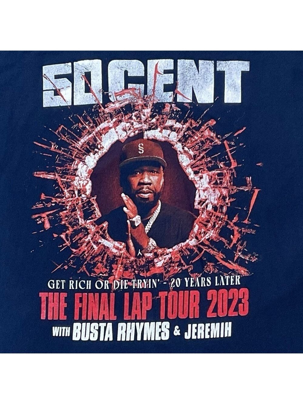 50 Cent Final Lap Tour 2023 T-Shirt Size L Get Rich or Die Tryin 20 Years Later